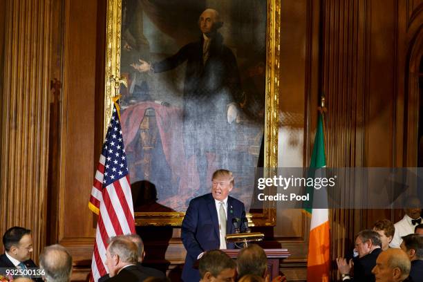 United States President Donald J. Trump speaks at the Friends of Ireland luncheon hosted by United States Speaker of the House of Representatives...