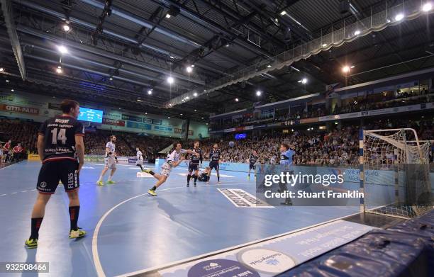 General view during the DKB Bundesliga Handball match between SG Flensburg-Handewitt and Fuechse Berlin at Flens-Arena on March 15, 2018 in...