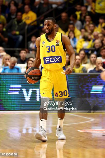 Norris Cole, #30 of Maccabi Fox Tel Aviv in action during the 2017/2018 Turkish Airlines EuroLeague Regular Season Round 26 game between Maccabi Fox...