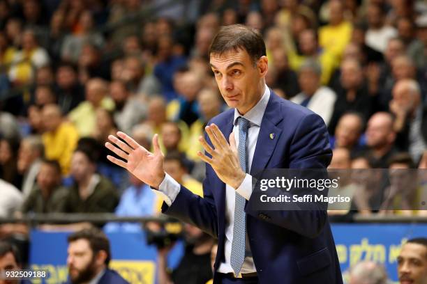 Georgios Bartzokas, Head Coach of Khimki Moscow Region in action during the 2017/2018 Turkish Airlines EuroLeague Regular Season Round 26 game...