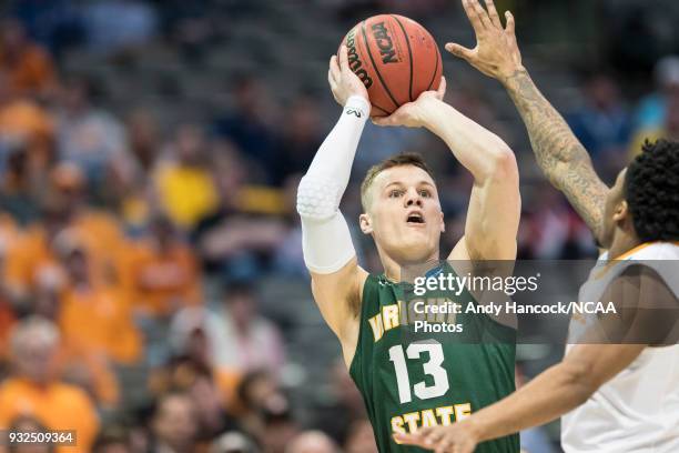 Wright State Raiders guard Grant Benzinger takes a jump shot during the game between the University of Tennessee and the Wright State University...