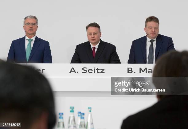 Annual Press Conference of AUDI AG in Ingolstadt. Rupert Stadler , CEO of Audi AG, CFO Alexander Seitz , and Bernd Martens, responsible for...