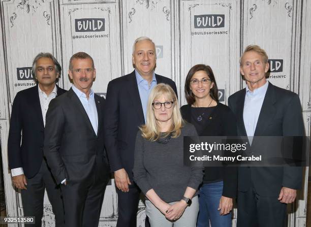 Arif Nurmohamed, Chris Hadfield, Mike Massimino, Jane Root, Nicole Stott, and Jerry Linenger visit Build Series at Build Studio on March 15, 2018 in...