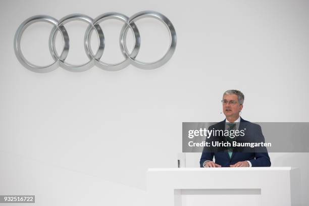 Annual Press Conference of AUDI AG in Ingolstadt. Rupert Stadler, CEO of Audi AG, during his report.