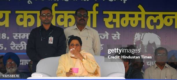 Supremo Mayawati during the rally in Sector 25 on the occasion of BSP founder leader Late Kanshi Ram on March 5, 2018 in Chandigarh, India.