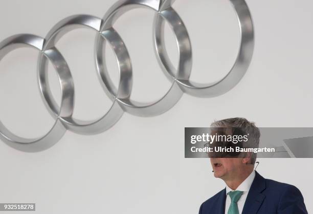 Annual Press Conference of AUDI AG in Ingolstadt. Rupert Stadler, CEO of Audi AG, during his report.