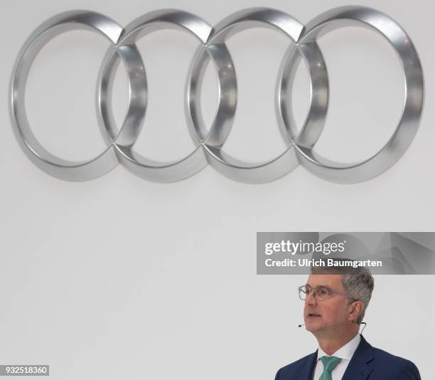 Annual Press Conference of AUDI AG in Ingolstadt. Rupert Stadler, CEO of Audi AG, during his report.