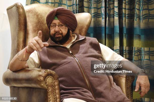 Punjab Chief Minister Captain Amarinder Singh during an interview at his residence on March 14, 2018 in Chandigarh, India.