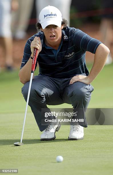 Northern Ireland's Rory McIlroy competes on November 20, 2009 during the second round of the 7.5 million dollars Dubai World Championship, being...