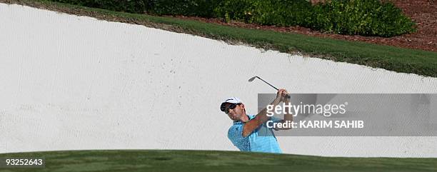 Spain's Sergio Garcia plays a shot during the second round of the Dubai World Championship golf tournament at the Earth Course at Jumeirah Golf...