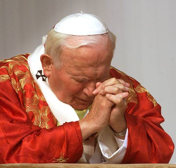 Pope John Paul II prays 11 October on Saint-Peters square during the ceremony making Edith Stein a saint. Stein, a Carmelite sister converted from...