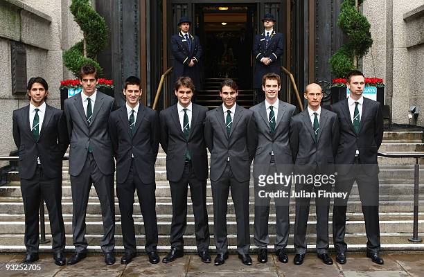 Fernando Verdasco of Spain, Juan Martin Del Potro of Argentina, Novak Djokovic of Serbia, Roger Federer of Switzerland, Rafael Nadal of Spain, Andy...