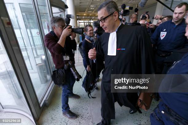 Lawyer for Laeticia Hallyday - Ardavan Amir-Aslani leaves a courtroom at the Nanterre Regional Court in Nanterre on March 15, 2018. Nanterre Regional...