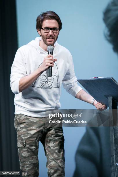 Manuel Velasco performs on stage during the 'El Funeral' at 'Teatro Calderon' on March 15, 2018 in Valladolid, Spain.