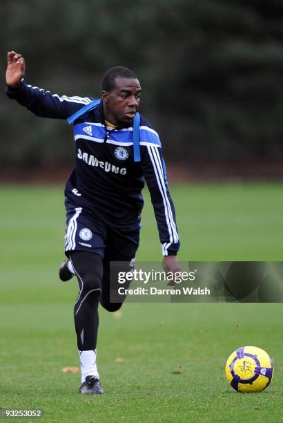 Gael Kakuta of Chelsea in action during a training session at Cobham training ground on November 20, 2009 in Cobham, England.