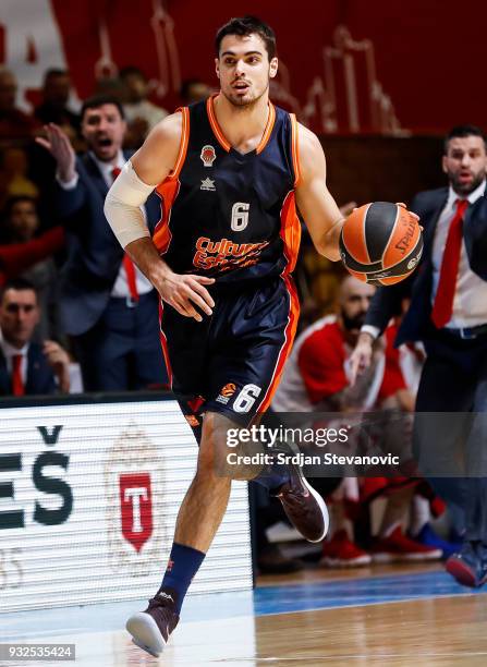 Alberto Abalde of Valencia in action during the 2017/2018 Turkish Airlines EuroLeague Regular Season game between Crvena Zvezda mts Belgrade and...