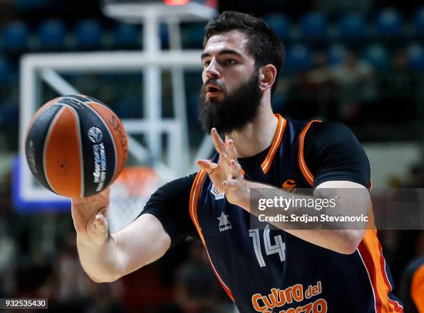 Bojan Dubljevic of Valencia in action during the 2017/2018 Turkish Airlines EuroLeague Regular Season game between Crvena Zvezda mts Belgrade and...