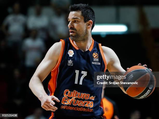 Rafa Martinez of Valencia in action during the 2017/2018 Turkish Airlines EuroLeague Regular Season game between Crvena Zvezda mts Belgrade and...