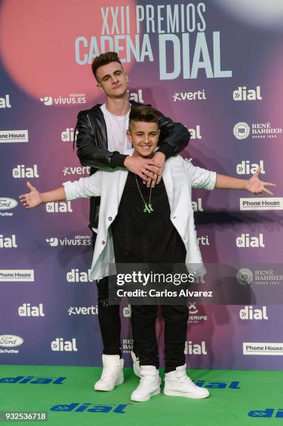 Adexe and Nau attend 'Cadena Dial' Awards 2018 - Red Carpet on March 15, 2018 in Tenerife, Spain.