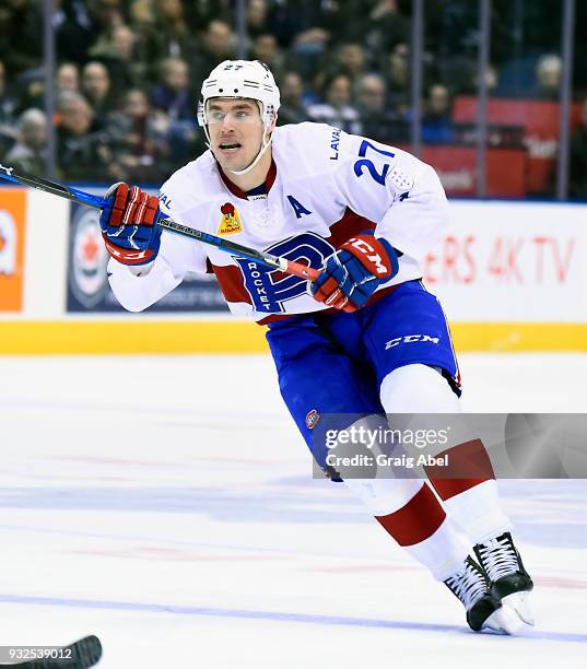 Adam Cracknell of the Laval Rocket skates against the Toronto Marlies during AHL game action on March 12, 2018 at Air Canada Centre in Toronto,...