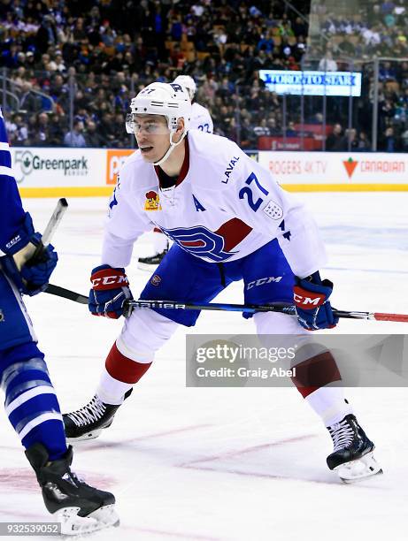 Adam Cracknell of the Laval Rocket skates against the Toronto Marlies during AHL game action on March 12, 2018 at Air Canada Centre in Toronto,...