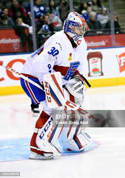 Zachary Fucale of the Laval Rocket skates against the Toronto Marlies during AHL game action on March 12, 2018 at Air Canada Centre in Toronto,...