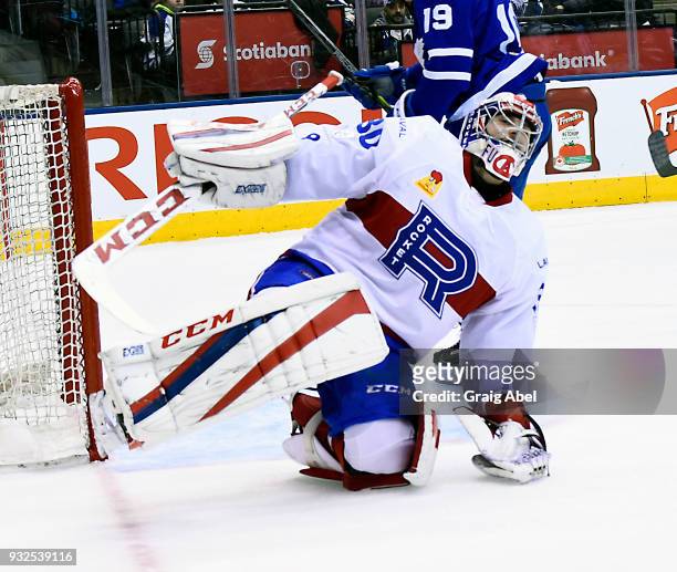 Zachary Fucale of the Laval Rocket skates against the Toronto Marlies during AHL game action on March 12, 2018 at Air Canada Centre in Toronto,...