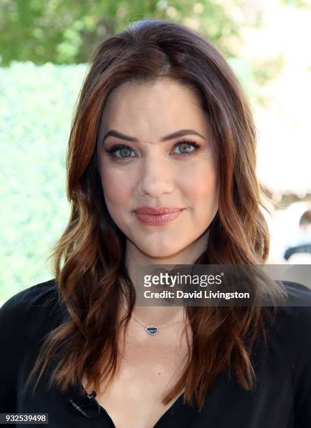Actress Julie Gonzalo visits Hallmark's "Home & Family" at Universal Studios Hollywood on March 15, 2018 in Universal City, California.