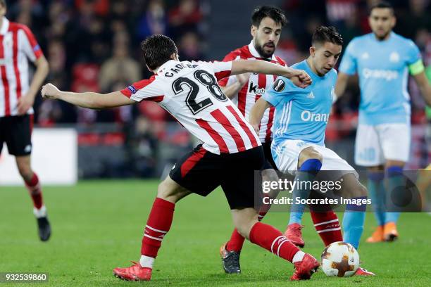 Benat of Athletic Bilbao, Maxime Lopez of Olympique Marseille during the UEFA Europa League match between Athletic de Bilbao v Olympique Marseille at...