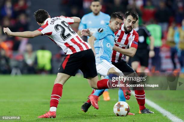 Maxime Lopez of Olympique Marseille, Benat of Athletic Bilbao during the UEFA Europa League match between Athletic de Bilbao v Olympique Marseille at...