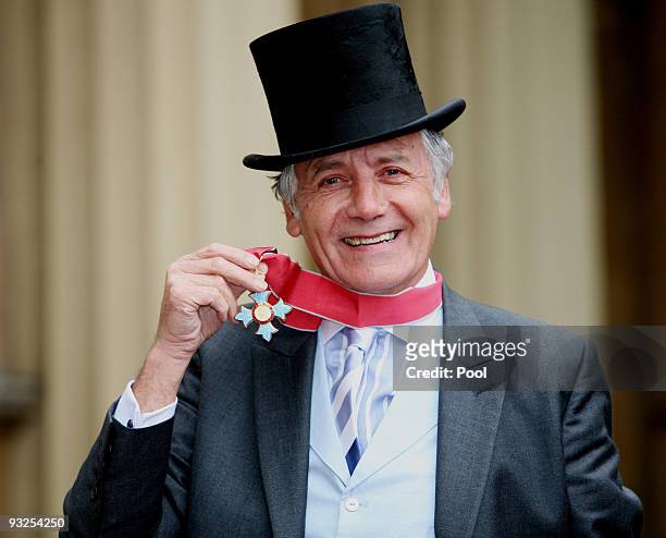 Fashion designer Jeff Banks after receiving his Commander of the British Empire Medal from the Prince of Wales at an investiture ceremony at...