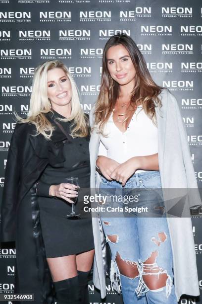 Leanne Brown and Jessica Shears attending the launch of Neon health food kitchen on March 15, 2018 in Wilmslow, England.