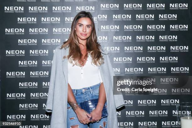 Jessica Shears attends the launch of Neon health food kitchen on March 15, 2018 in Wilmslow, England.