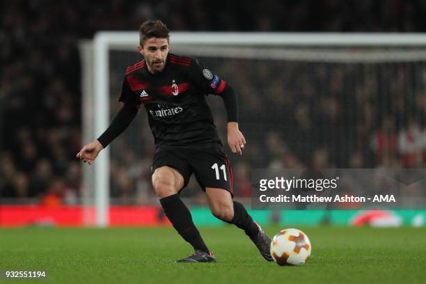Fabio Borini of AC Milan during the UEFA Europa League Round of 16: Second Leg match between Arsenal and AC Milan at Emirates Stadium on March 15,...