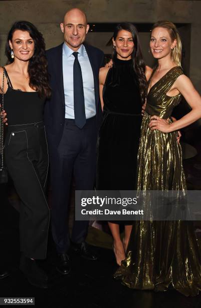 Cast members Lyne Renee, Mark Strong, Karima McAdams and Anastasia Griffith attend an after party following the Global Premiere of "Deep State", the...