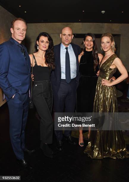 Cast members Alistair Petrie, Lyne Renee, Mark Strong, Karima McAdams and Anastasia Griffith attend an after party following the Global Premiere of...