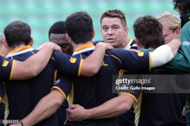 John Smit of South Africa during the Springboks captains run session held on November 20, 2009 at the Stadio Friuli in Udine, Italy.