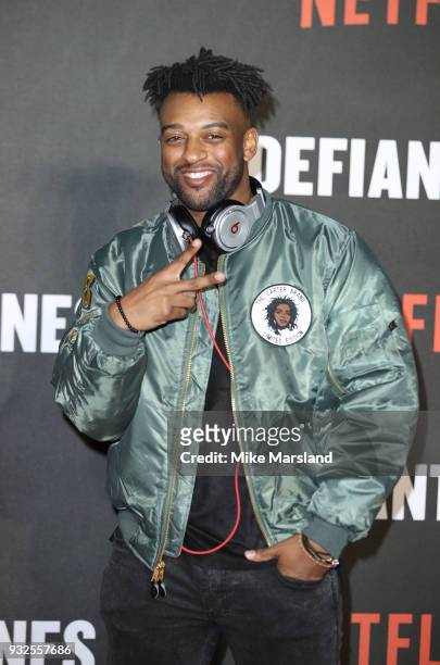Oritse Williams attends 'The Defiant Ones' special screening on March 15, 2018 in London, United Kingdom.
