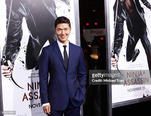 Actor Rick Yune arrives to the Los Angeles premiere of "Ninja Assassins" held at Grauman's Chinese Theatre on November 19, 2009 in Hollywood,...