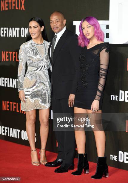 Dr. Dre, wife Nicole Young and daughter Truly Young attend 'The Defiant Ones' special screening at the Ritzy Picturehouse on March 15, 2018 in...