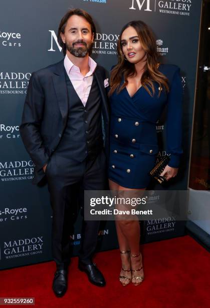 Jay Rutland and Tamara Ecclestone Rutland attend a private view of artist Dan Baldwin's exhibition "A New Optimism" at Maddox Gallery on March 15,...