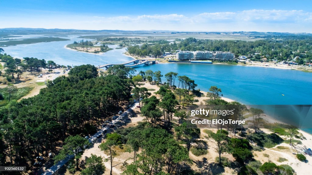 Aerial view of La Barra neighborhood, Punta del Este, Uruguay