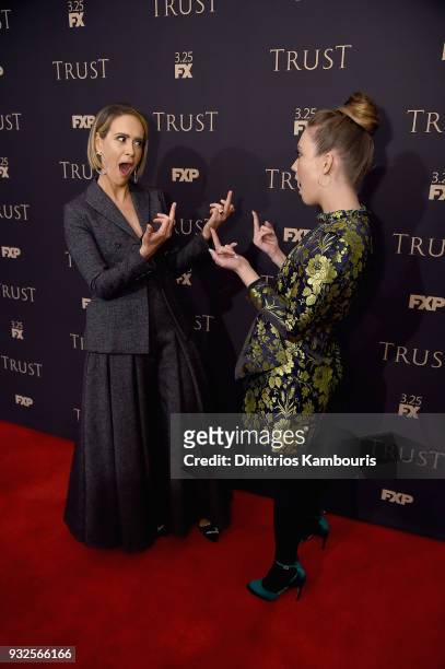 Sarah Paulson and Billie Lourd attend the 2018 FX Annual All-Star Party at SVA Theater on March 15, 2018 in New York City.