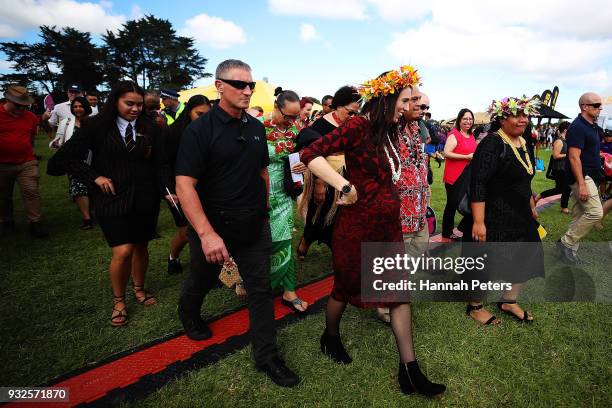 Prime Minister Jacinda Ardern attends Polyfest on March 16, 2018 in Auckland, New Zealand. The annual event is the largest Polynesian festival in the...