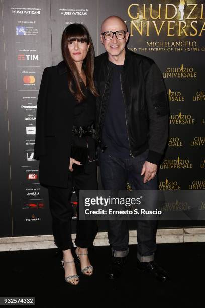 Victoria Cabello and Saturnino Celani attend 'Giudizio Universale' premiere at Auditorium Conciliazione on March 15, 2018 in Rome, Italy.