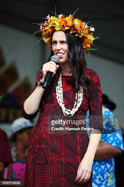 Prime Minister Jacinda Ardern attends Polyfest on March 16, 2018 in Auckland, New Zealand. The annual event is the largest Polynesian festival in the...