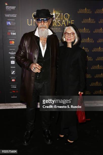 Roberto D'Agostino and Anna Federici attend 'Giudizio Universale' premiere at Auditorium Conciliazione on March 15, 2018 in Rome, Italy.