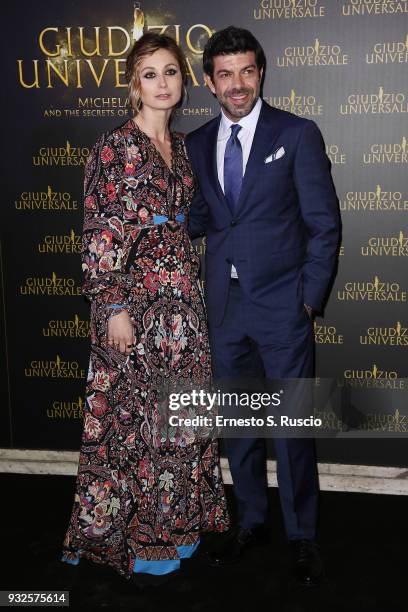 Anna Ferzetti and Pierfrancesco Favino attend 'Giudizio Universale' premiere at Auditorium Conciliazione on March 15, 2018 in Rome, Italy.