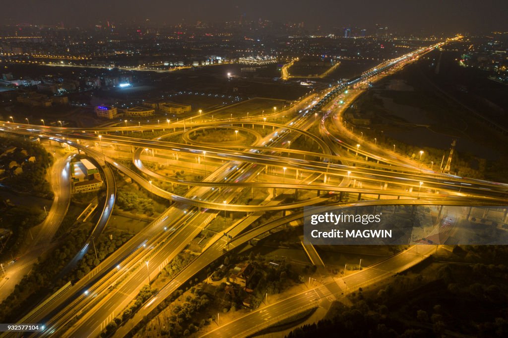 Elevated Interchanges Aerial View Of A Unique City Roads And Interchanges Shanghai Elevated ...