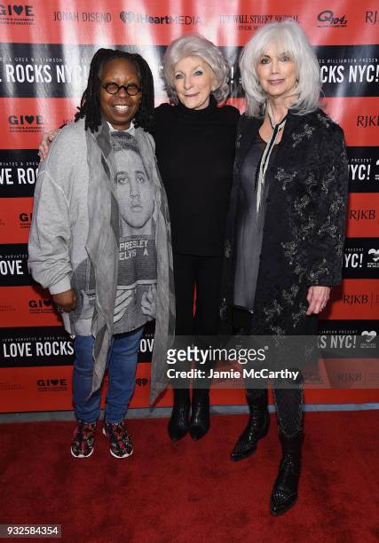 Whoopi Goldberg, Judy Collins, and Emmylou Harris attend the Second Annual LOVE ROCKS NYC! A Benefit Concert for God's Love We Deliver at Beacon...